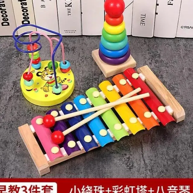 Wooden combo set C toy xylophone rainbow tower colorful spinning