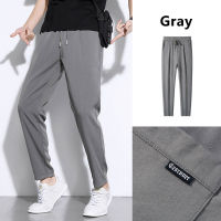 Men Pants Korean Ankle Pants Elastic Waistline Long Pants Slim Fit Trousers with Back Pocket