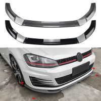 สำหรับ Volkswagen VW Golf 7 MK7 GTI R Rline 2013-2016กันชนหน้าสปอยเลอร์ Lip คาร์บอนไฟเบอร์สีดำเงารถ Lower Splitter Kit