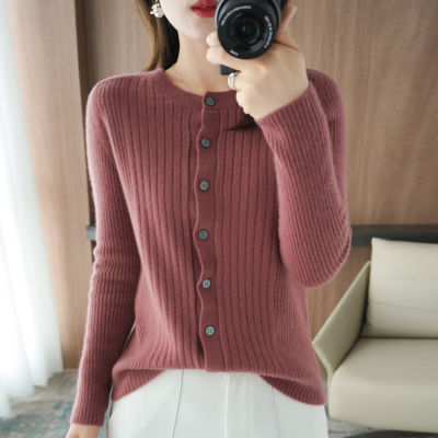 Round Neck,Knitted Cardigan Womens,21Autumn And Winter New,Outer Wear All-Match Base Sweater,Korean,Hang Article,Loose Coat Top