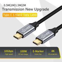 0.5M/1M/1.5M/2M/3M USB Tipe C 3.1 Gen2 100W PD Kabel Pengisi Daya Cepat 4K HD 10Gbps Senar Proyeksi Dikepang Nilon untuk Xiaomi Samsung