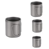 Double Wall Titanium Water Cup Coffee Tea Mug for Home Outdoor Camping Hiking Backpacking Picnic with Handle