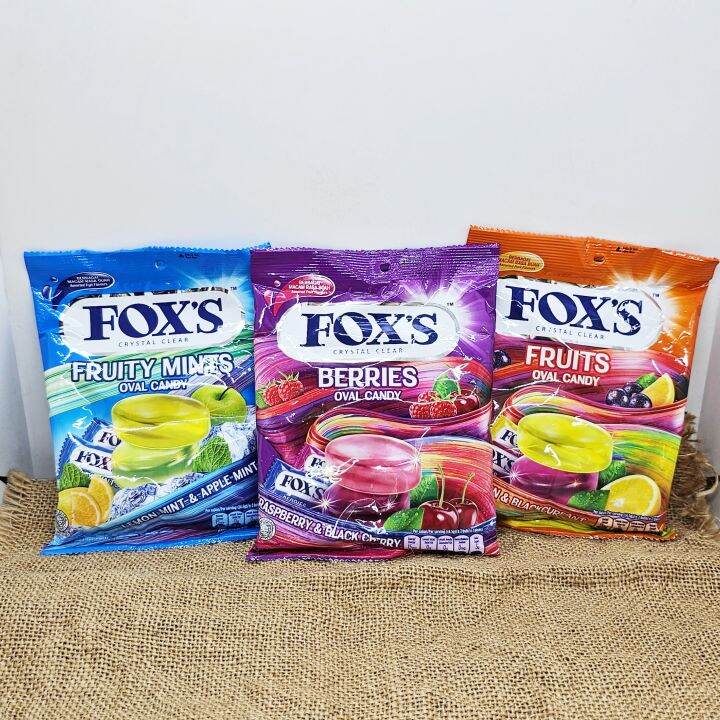 FOX's Crystal Clear Oval Candy (125g / Halal) Berries, Fruits, Fruity ...