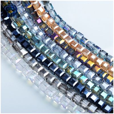 Cube Beads Crystal Square Glass Beads For Jewelry Making