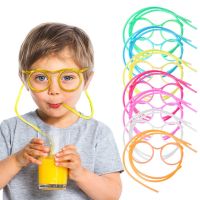 ☊☄ Funny Glasses Straws Soft Plastic Drink Pouches With Straw Party Supplies Atmosphere Props Disposable Children Like Drink Water