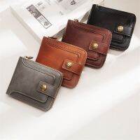 Vintage Small Mens Wallet PU Leather Short Purse Men Hasp Zipper Clutch Solid Porte Feuille Hommes Porte Monnaie Homme