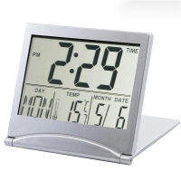 พับ LCD นาฬิกาปลุกดิจิตอลนาฬิกาตั้งโต๊ะ Weather Station Desk อุณหภูมิ Travel Ectronic Mini นาฬิกา