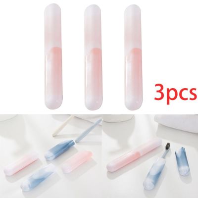 SOLVABLE 3Pcs ป้องกันฝุ่นและฝุ่น กล่องใส่แปรงสีฟัน แบบพกพาได้ พลาสติกทำจากพลาสติก กล่องครอบหลอดแปรงสีฟัน Mulitcolor ใช้ซ้ำได้ ที่ป้องกันแปรงสีฟัน ที่เก็บของสำหรับเดินทาง