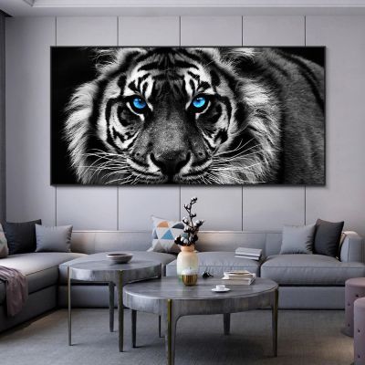 ☢∏ โมเดิร์นพิมพ์ผ้าใบศิลปะสีดำและสีขาว Tiger Head ภาพวาด Wall Art โปสเตอร์สัตว์ภาพศิลปะ Cuadros สำหรับตกแต่งบ้าน