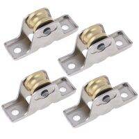 4X 1.6cm Dia Single Roller Window Pane Pulley Doors Wheel Silver + Gold