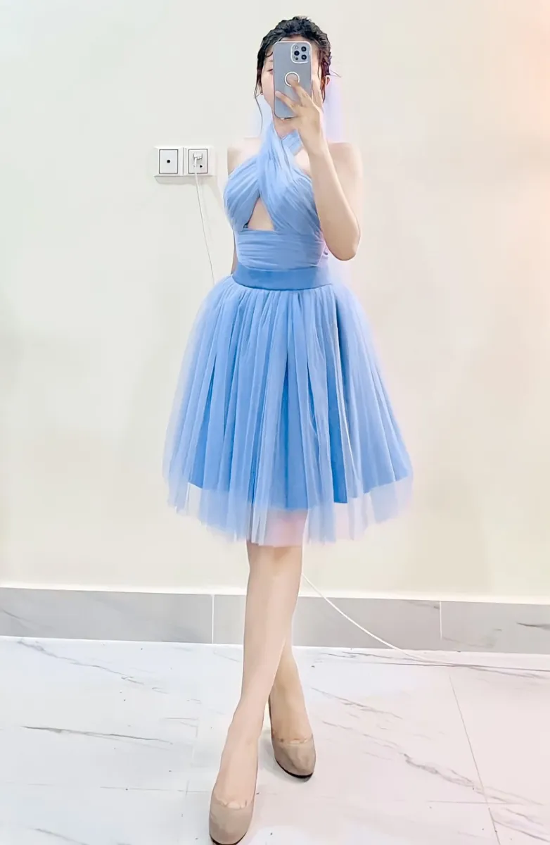 Đầm xòe cổ thuyền thiết kế tay lỡ giống Phương Trinh  DN394