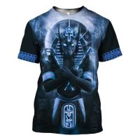 เสื้อสเวตเตอร์ถักสำหรับผู้ชายอียิปต์ Anubis รูปแบบเสื้อผ้าพิมพ์ 3D ฤดูร้อนด้านบนแขนสั้นแฟชั่นสบาย ๆ พลัสขนาดเสื้อยืด XS-5XL