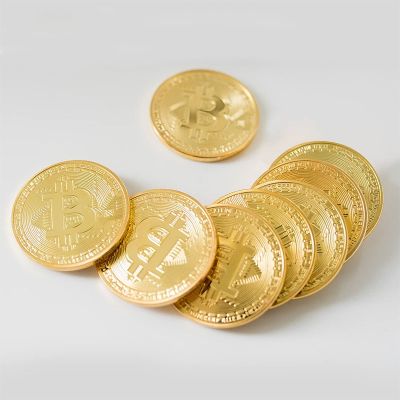 Gold Plated Bitcoin เหรียญสะสมงานศิลปะคอลเลกชันของขวัญทางกายภาพที่ระลึก Casascius บิต BTC โลหะโบราณเลียนแบบ-kdddd