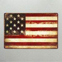 Vintage USA Flag ป้ายโลหะ-ตกแต่งผนังรักชาติสำหรับบ้านหรือสำนักงาน