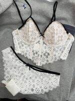 [COD] womens sling lace fish bone collection breast anti-sagging top-up bra big breasts show sexy set