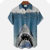 Special Offers New Mens Shirts 3D Animal Print Clothes Fashion Button Short Sleeve Lapel Streetwear Shirt For Men Hawaiian Shark Blouse Tshirt