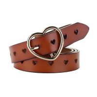 Genuine Leather Heart-shaped Cowskin Women Belts Brown Womens Jeans Belt