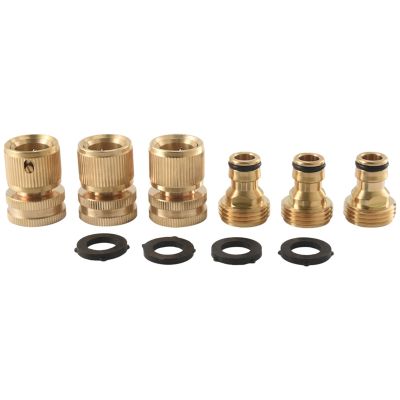 Garden Hose Quick Connect Solid Brass Quick Connector Garden Hose Fitting Water Hose Connectors 3/4 Inch Ght (3 Sets)