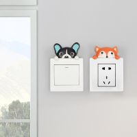 Puppy Fox Resin Switch Sticker Cartoon Animals Miniature Ornament Socket 3D Paste Wall Stickers Home Decoration Wall Stickers Decals