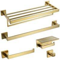 【hot】 Gold Brushed Accessories Hardware Bar Rail Toilet Paper Holder Rack Dish