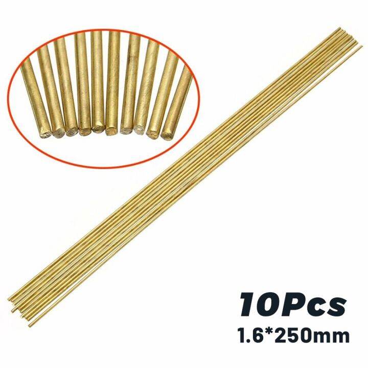 10pcs 1.6*250mm BrassRods WiresSticks For Repair Welding Brazing