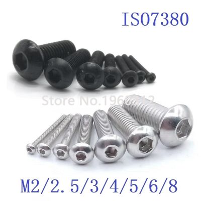 5-50pcs ISO7380 M2 M2.5 M3 M4 M5 M6 M8 304 A2 Round Stainless Steel or Black 10.9 grade Hex Socket Button Head Allen Bolt Screw