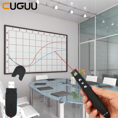 CUGUU 2.4กิกะเฮิร์ตซ์เลเซอร์ไร้สายพรีเซนเตอร์ไร้สาย USB Powerpoint การนำเสนอ PPT พลิกปากกาตัวชี้ Clicker พรีเซนเตอร์ด้วยแสงสีแดงการควบคุมระยะไกลสำหรับพีซีคอมพิวเตอร์