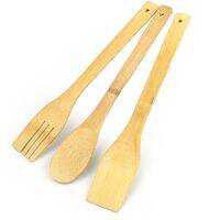 Telecorsa ชุดตะหลิวไม้ ทัพพีไม้ จำนวน 3 ชิ้น 1ชุด รุ่น 3-wooden-fork-spoon-frying-05a-Boss