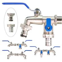 1/2 x 16mm 3/4 Garden Lever Tap Outdoor Water Faucet Long Handle 2-Way 1-Way Ball Valve Shut Off with Connecter for IBC Tank