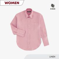 À NOUS - WOMEN SHIRT - Classic Fit - Linen (Pink Caviar) / เสื้อเชิ๊ต ตัวหลวม ผ้าลินิน สีชมพู เข้ม