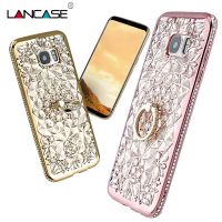 ❂❈۞ LANCASE For Samsung Galaxy S8 Case Glitter Diamond Rhinestone Cute Soft TPU Cover For Samsung S8 Plus Case Silicone Ring Stand