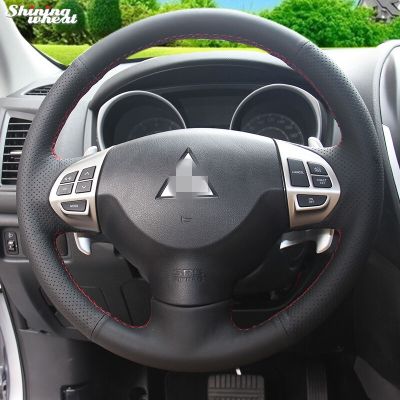 【YF】 Shining wheat Black Artificial leather Steering Wheel Cover for Mitsubishi Lancer EX 10 X Outlander ASX Colt Pajero Sport