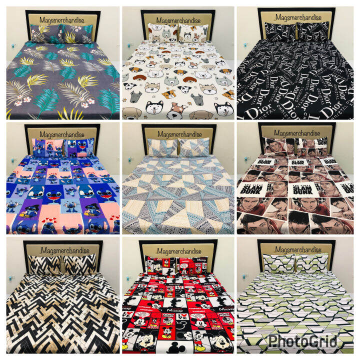 Printed Canadian Bedsheets with two pillowcases 3in1 set Lazada PH