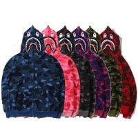 มาใหม่  Bape ฉลาม Hoodie บุรุษสบาย ๆ  ฮาราจูกุ Hoodie Coat แฟชั่น  เสื้อสเวตเตอร์ลายพราง สตรีทแวร์  แจ็คเก็ต Hip Hop กีฬา