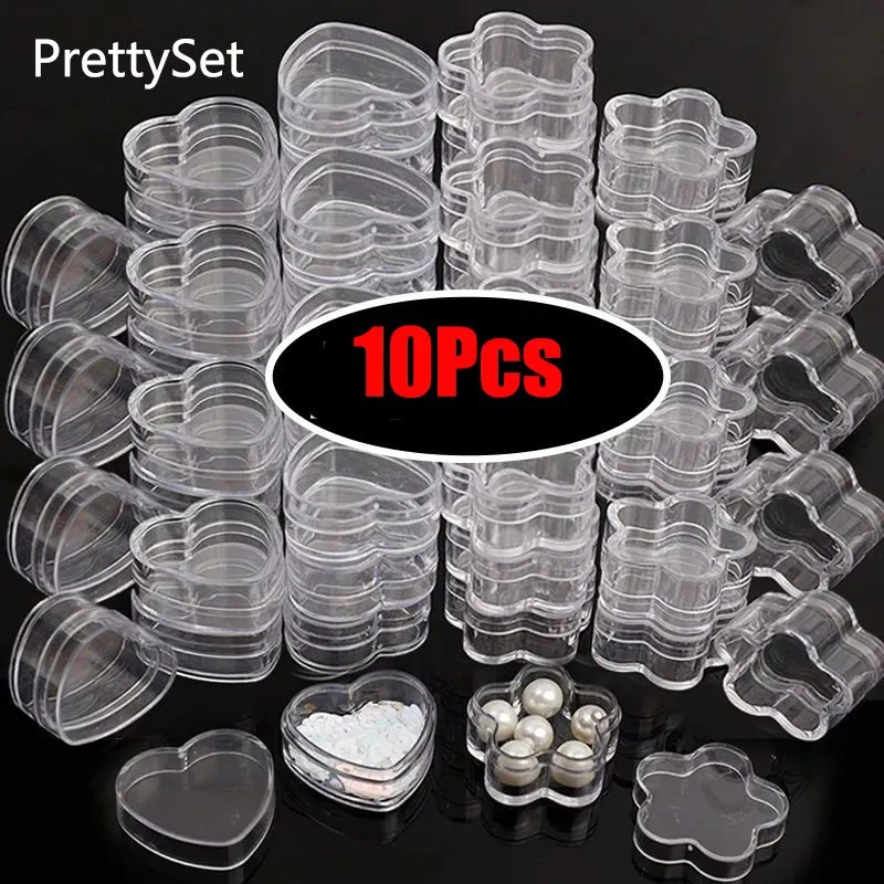 10pcs Mini Small Case PP Transparent Plastic Storage Box Pack