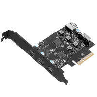 การ์ดควบคุม PCI-E To USB 3.2 Hub 20Gbps PCI-e To USB 3.2 Type C การ์ดเอ็กซ์แพนชันรองรับ Windows7810 Mac Oslinux