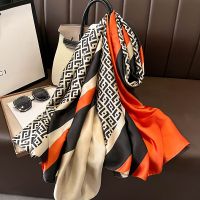 Fashion 180x90cm Satin Silk Scarf Women Luxury Large Shawl Wrap Muslim Hijab Headband Beach Stoles Female Bandana Foulard Turban