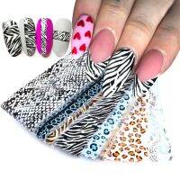 【lz】☾  10 pçs transferência de unhas folhas papel animal zebra leopardo pele sliders adesivos adesivos adesivos holo unhas arte decalque acessórios lacq917