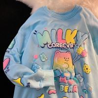 Luxury Rainbow Cartoon Bear Printed Sweatshirt Women Kawaii Clothes for Teens Sweet Girl Oversized Casual Harajuku Couples Tops