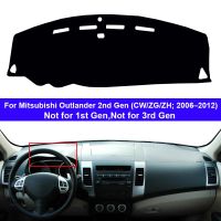 แผงหน้าปัดรถยนต์ปูพื้นพรมกันลื่นพรมสำหรับ Mitsubishi Outlander 2Nd Gen CW/Zg/ZH 2006 - 2012 2ชั้นม่านบังแดดรถยนต์