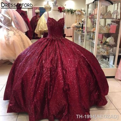 ✿ AEOZAD Vestido de baile da princesa com arco vermelho vinho fora do ombro apliques renda miçangas vestido doce 16 quinceanera 15 anos