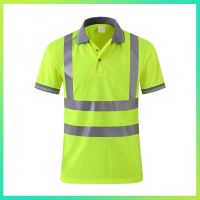 Men Shirts Night Work Reflective Workwear Short Sleeve Quick Dry Work Clothes for Men Breathable T-shirt High Visibility Tops