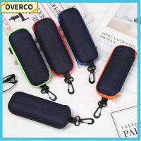 OVERCO แข็ง แบบพกพา ผ้ายีนส์ กล่องแว่นตา ซองใส่แว่นตาแบบมีซิป ป้องกันแว่นตา เคสแว่น