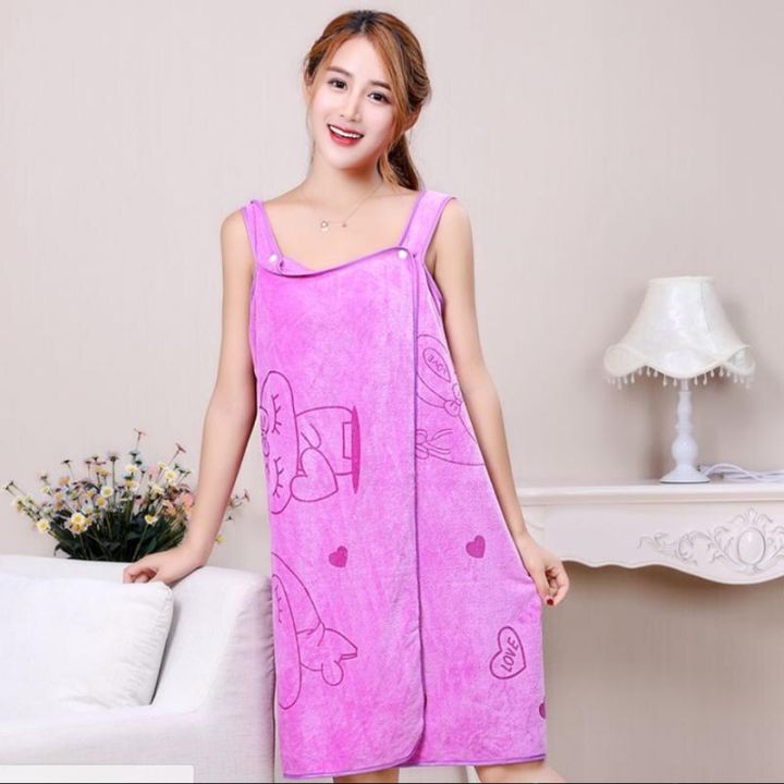 Women quick dry wearable microfiber plush bathrobes hot sale