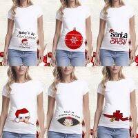 【cw】 Summer Fashion MaternityMaternity Baby ChristmasClaus Sweatshirt FunnyPrint O Neck Hot Pregnancy Top Set