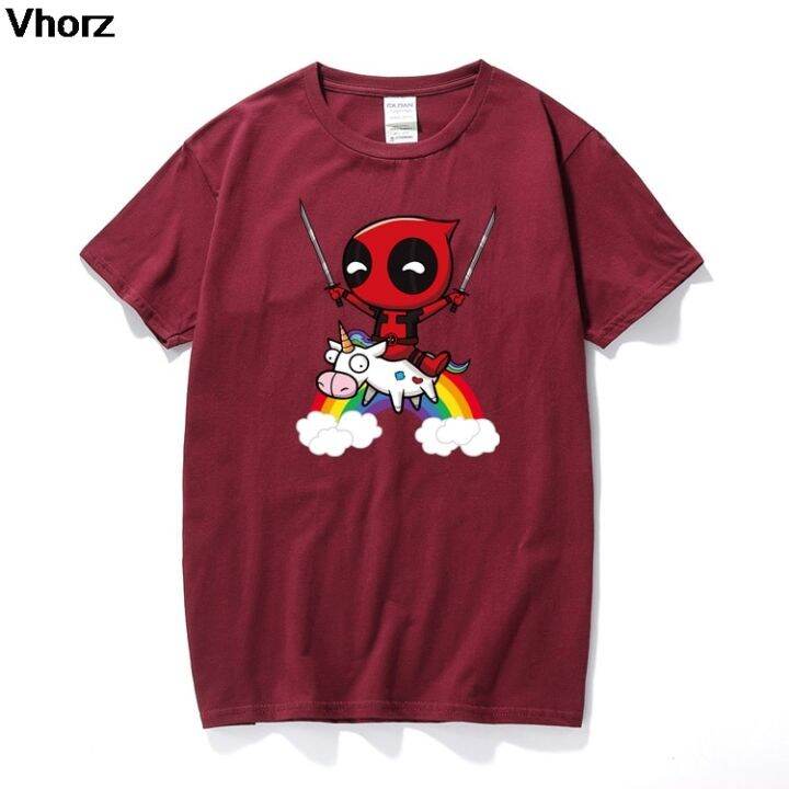 new-summer-deadpool-unicorn-cartoon-t-shirt-mens-funny-shirt-man-woman-sleeve-clothes-100-cotton-gildan