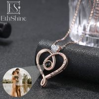 EthShine 925 Sterling Silver Personalized Photo Projection Necklace for Women Custom Photo Love Heart Pendant Memorial Gifts