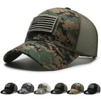 ☢✸ Men Baseball Cap American Flag Camouflage Sticker Patchwork Embroidered Baseball Cap Net Hat Breathable Outdoor Sun Hat