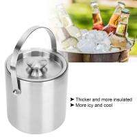 2L Stainless Steel Insulated Double Walled Ice Bucket with Lid for Party