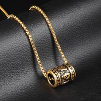 Classic Men Lucky Amulet Necklace Male Women 316L Stainless Steel Six-character Mantra Chain Cylinder Jewelry